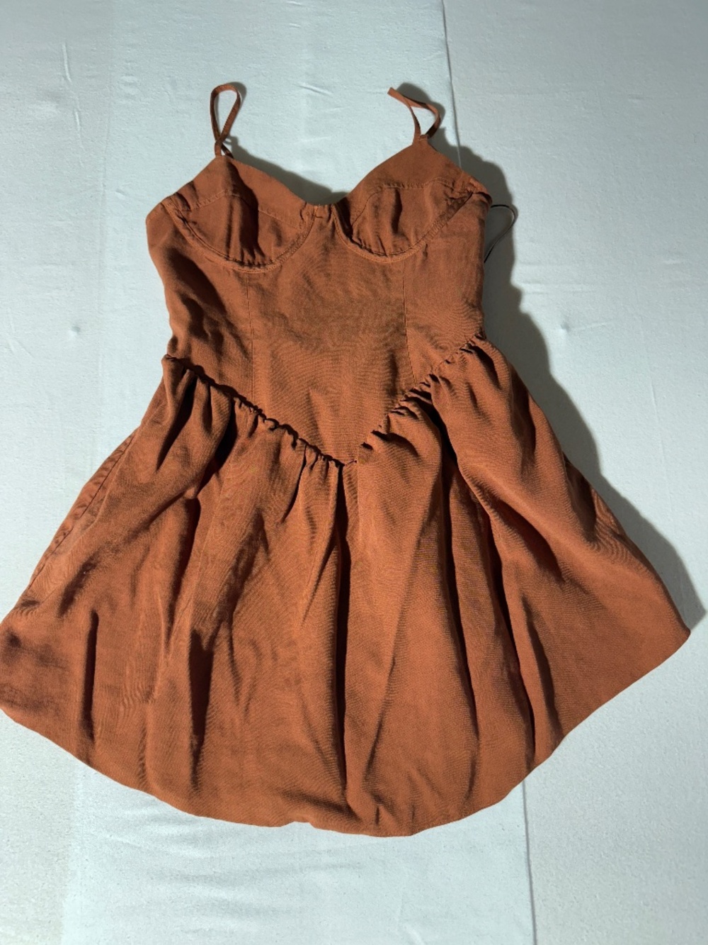 West of Melrose Rust Corset Lace-Up Back Fit & Flare Mini Dress Size M